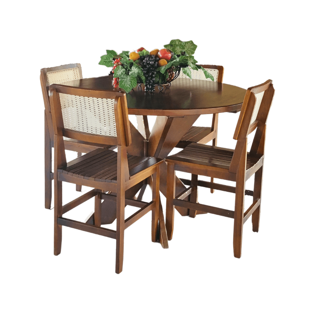 Conjunto de Mesa Madeira NR 1,20m com 4 Cadeiras Nair Imbuia