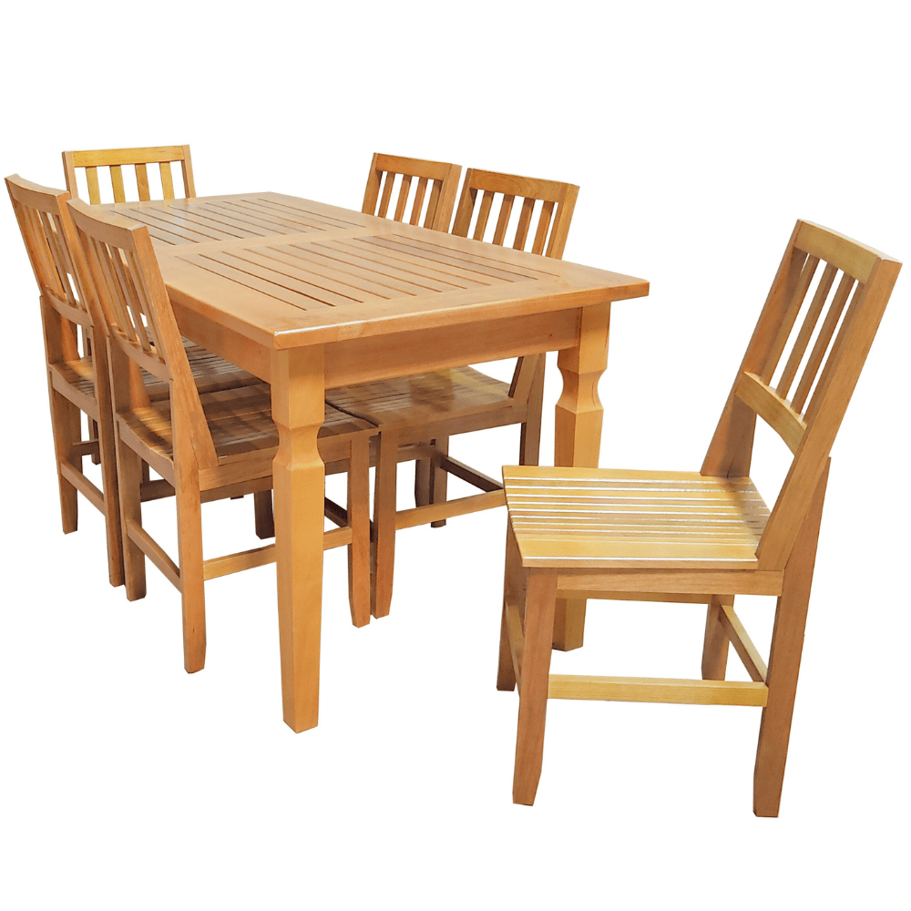 Conjunto De Mesa Madeira Maciça Com 6 Cadeiras União - Mel